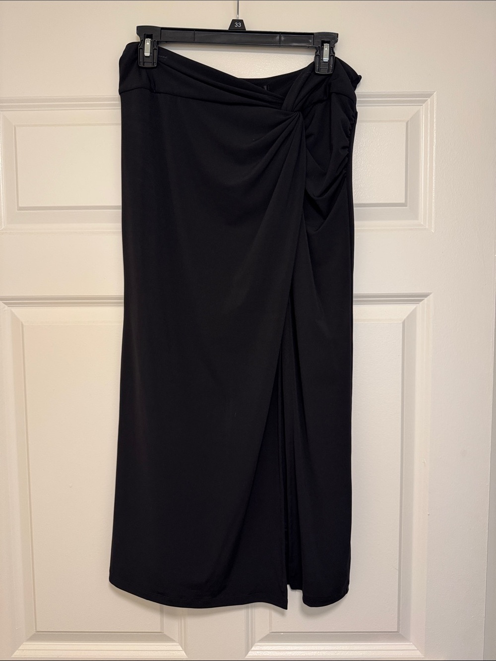 Dynamite Black Knot-Front Midi Skirt